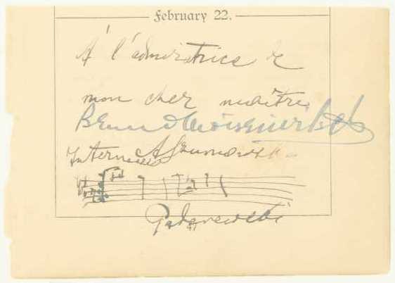 Paderewski, Ignace Jan - Autograph Musical Quotation of Paderewski